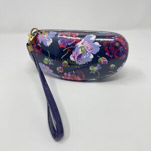 Issac Mizrahi Hard Shell Navy Floral Sunglass Clamshell Glasses Case